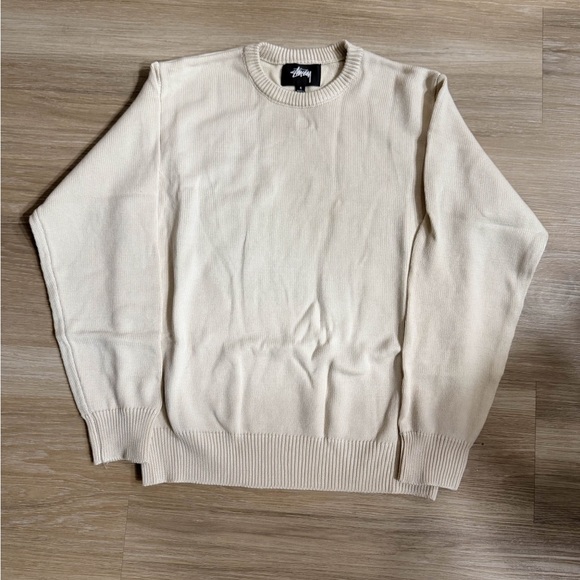 Stussy Cream Crewneck Sweater with Red and Black Accents - Picture 2 of 3